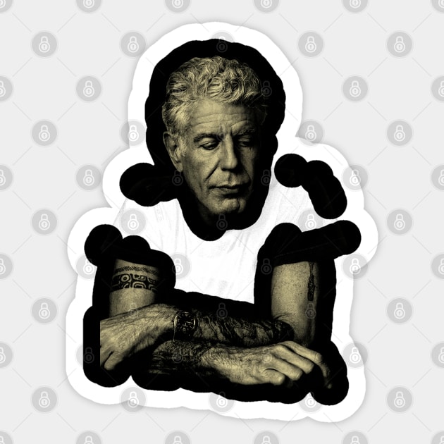 Graphic Anthony Portrait Bourdain Vintage Sticker by Ballistic Redstone